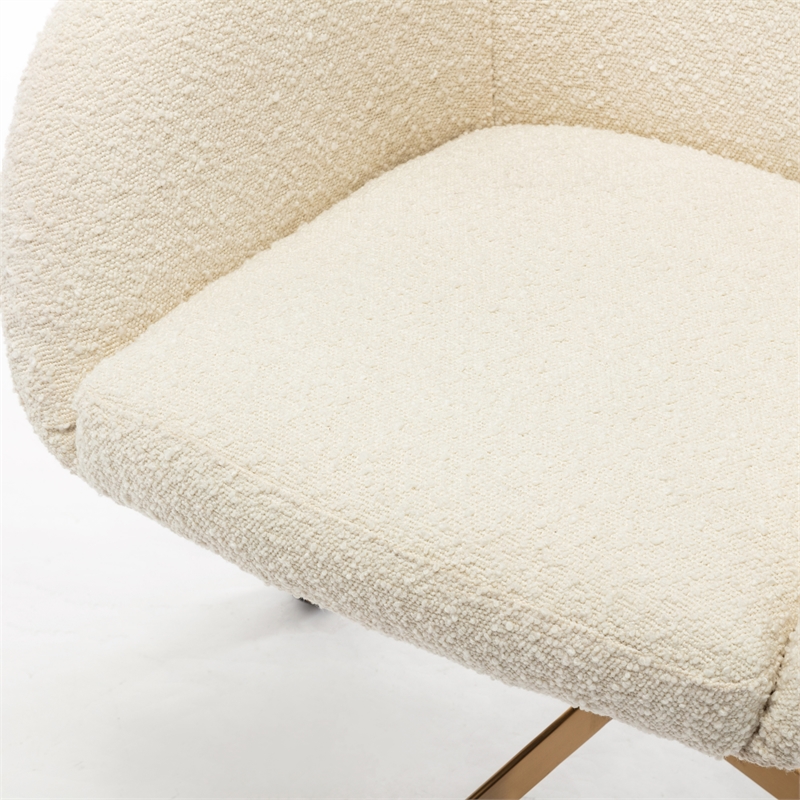 Pemberly Row Modern Boucle Swivel Rolling Task Chair in White