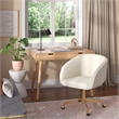 Pemberly Row Modern Boucle Swivel Rolling Task Chair in White