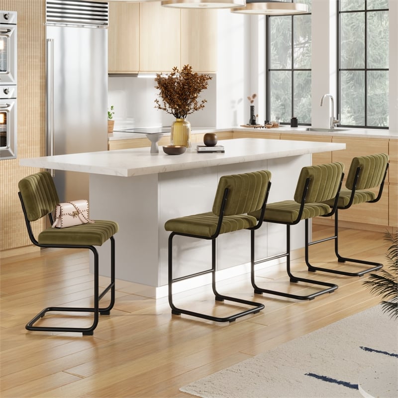 Pemberly Row Modern Counter Height Stools (Set of 2) in Olive