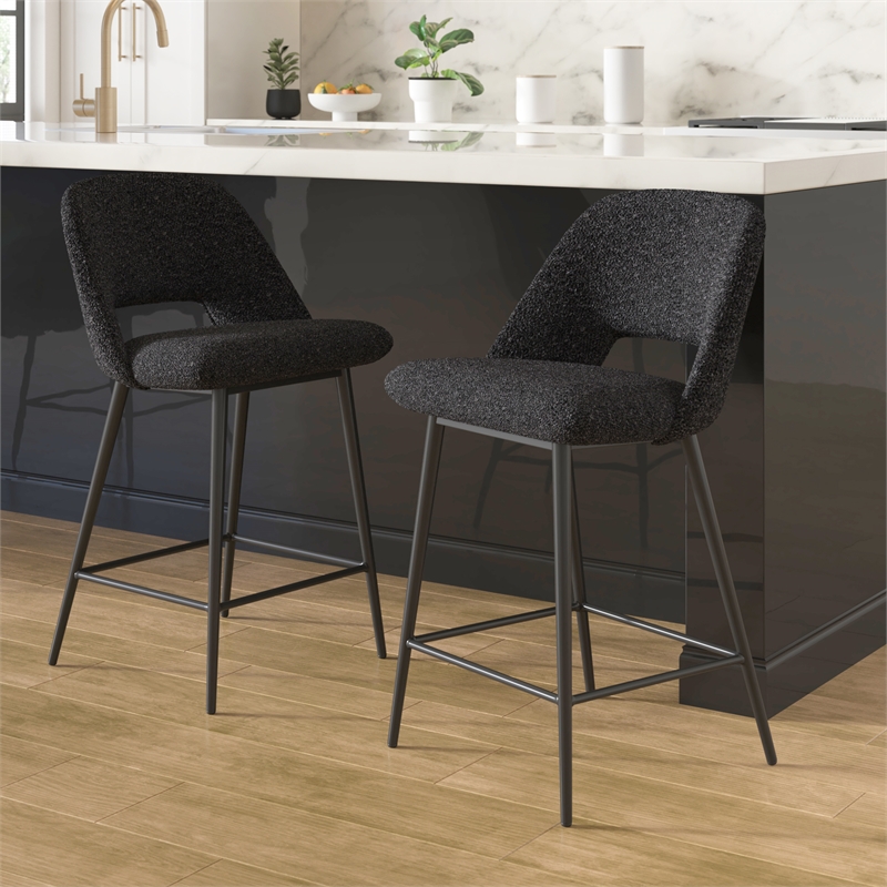 Pemberly Row Modern Counter Height Stools (Set of 2) in Black