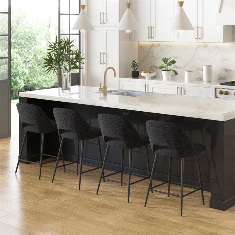 Pemberly Row Modern Counter Height Stools (Set of 2) in Black