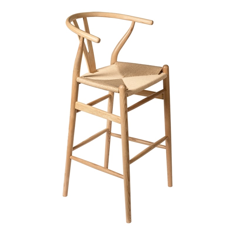 Pemberly Row Modern Danish Design Bar Height Stool in Natural