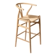 Pemberly Row Modern Danish Design Bar Height Stool in Natural
