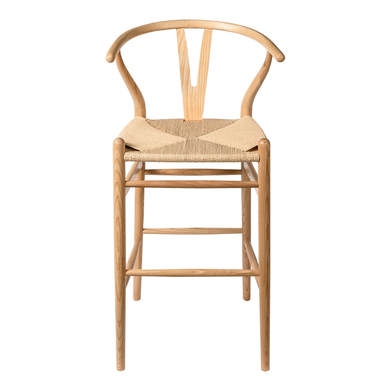 Pemberly Row Modern Danish Design Bar Height Stool in Natural
