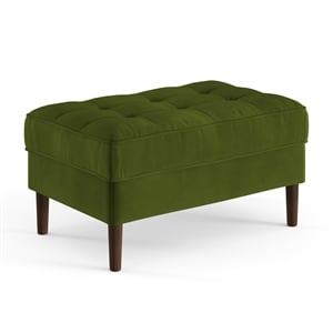 Pemberly Row Performance Velvet Rectangular Ottoman in Forest