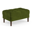 Pemberly Row Performance Velvet Rectangular Ottoman in Forest