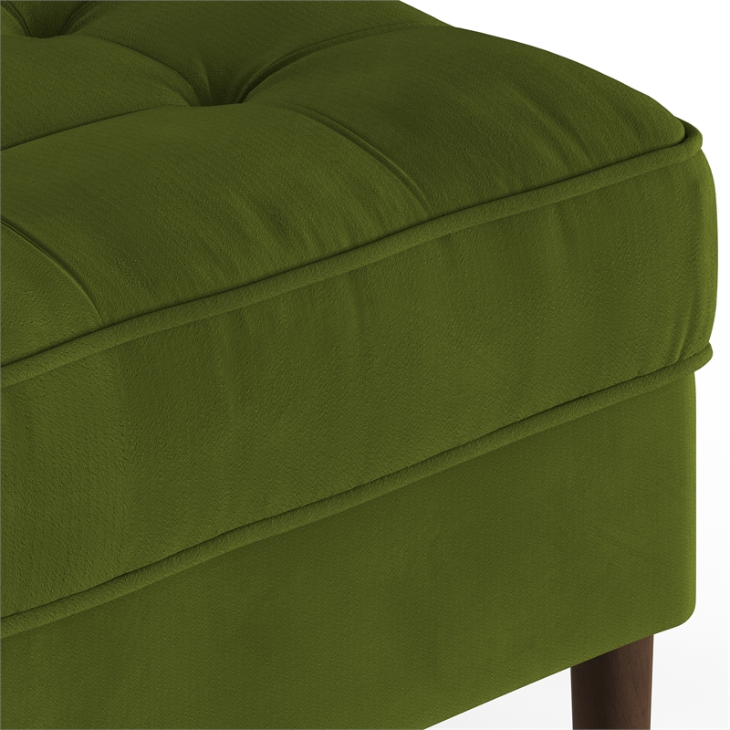 Pemberly Row Performance Velvet Rectangular Ottoman in Forest