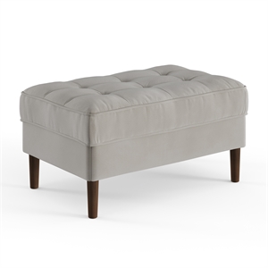 Pemberly Row Performance Velvet Rectangular Ottoman in Silver