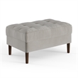 Pemberly Row Performance Velvet Rectangular Ottoman in Silver