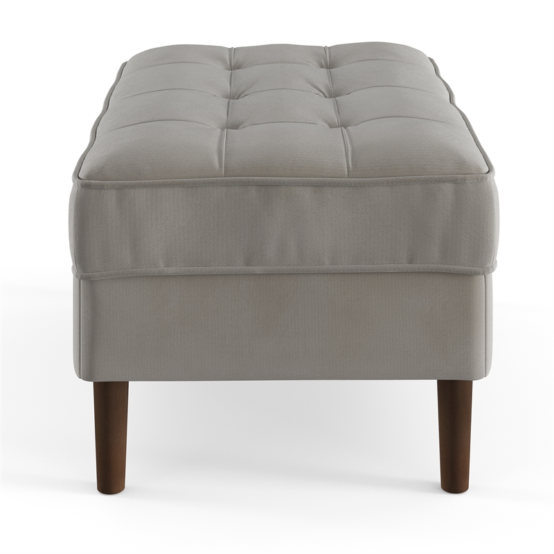 Pemberly Row Performance Velvet Rectangular Ottoman in Silver