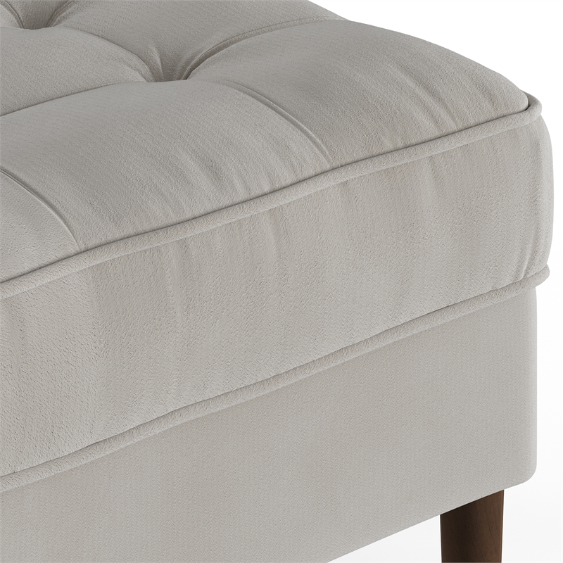 Pemberly Row Performance Velvet Rectangular Ottoman in Silver