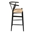 Pemberly Row Danish Design Bar Height Stool in Black and Natural
