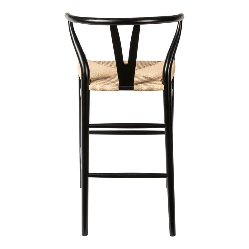 Pemberly Row Danish Design Bar Height Stool in Black and Natural
