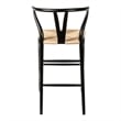 Pemberly Row Danish Design Bar Height Stool in Black and Natural