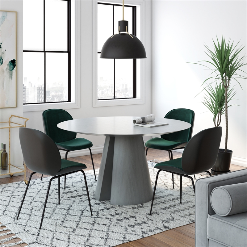 Pemberly Row Contemporary Velvet Side Chair (Set of 2) in Emerald
