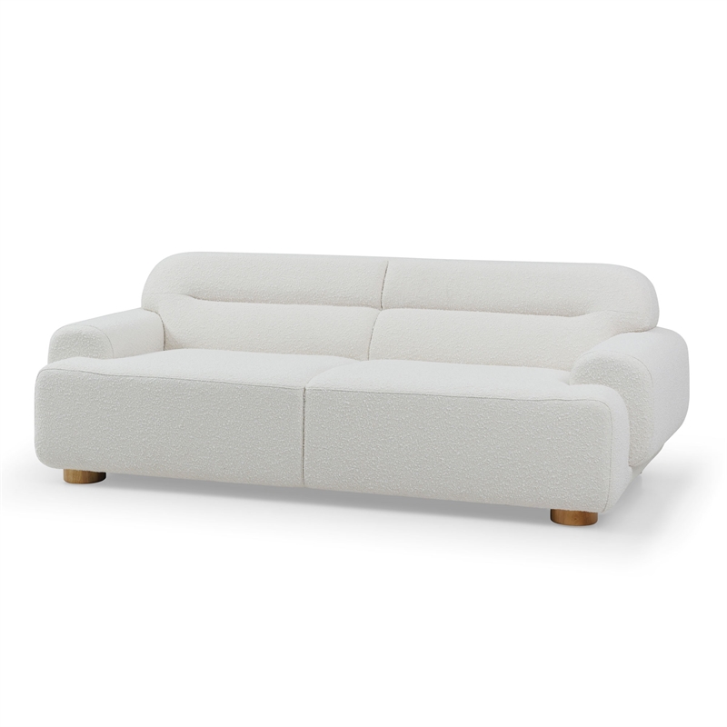 Pemberly Row Contemporary Boucle Mid-Century Modern Sofa in White