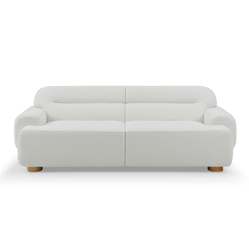 Pemberly Row Contemporary Boucle Mid-Century Modern Sofa in White