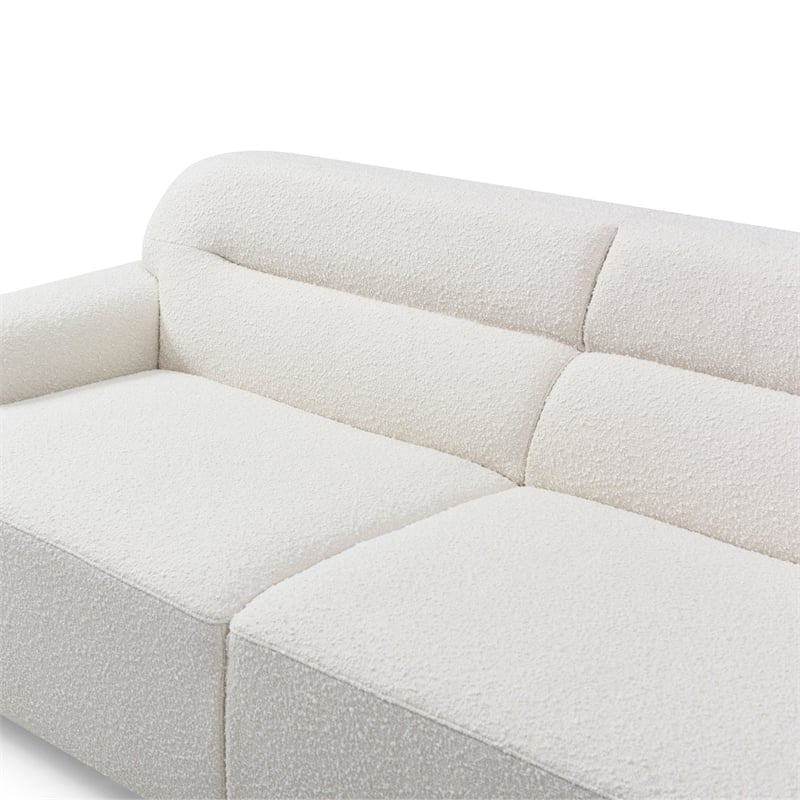 Pemberly Row Contemporary Boucle Mid-Century Modern Sofa in White