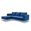 Pemberly Row Contemporary Velvet Reversible Sectional in Sapphire