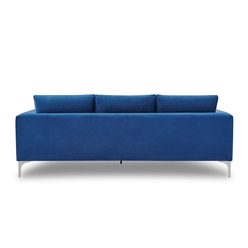 Pemberly Row Contemporary Velvet Reversible Sectional in Sapphire