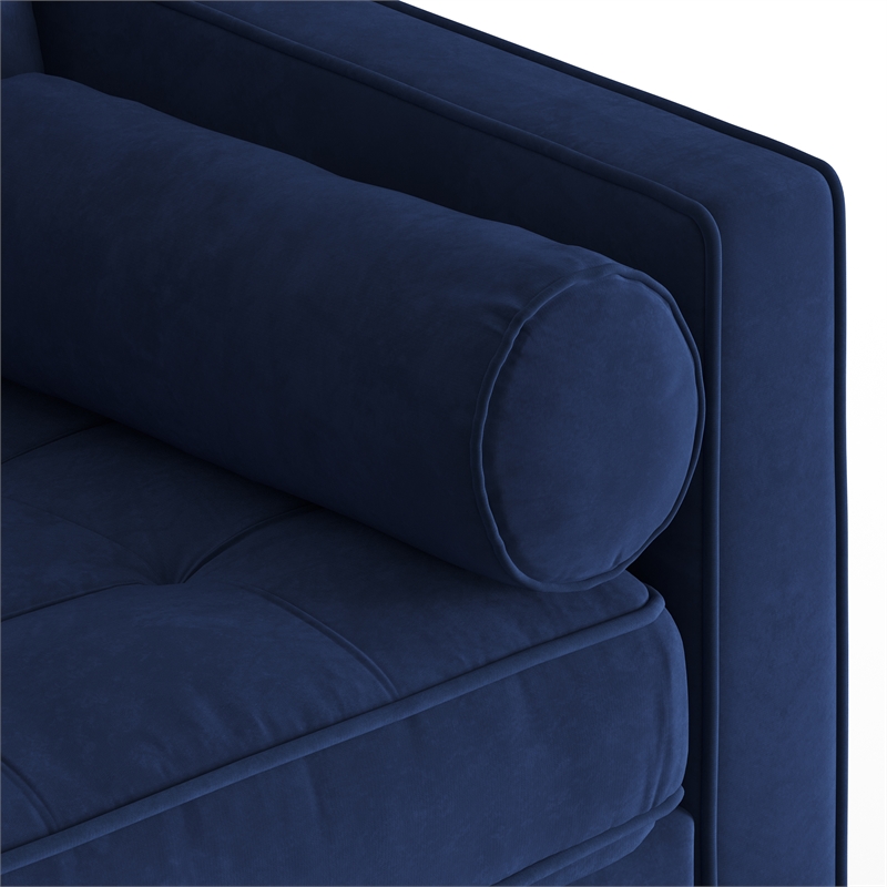 Pemberly Row Contemporary Velvet Reversible Sectional in Sapphire