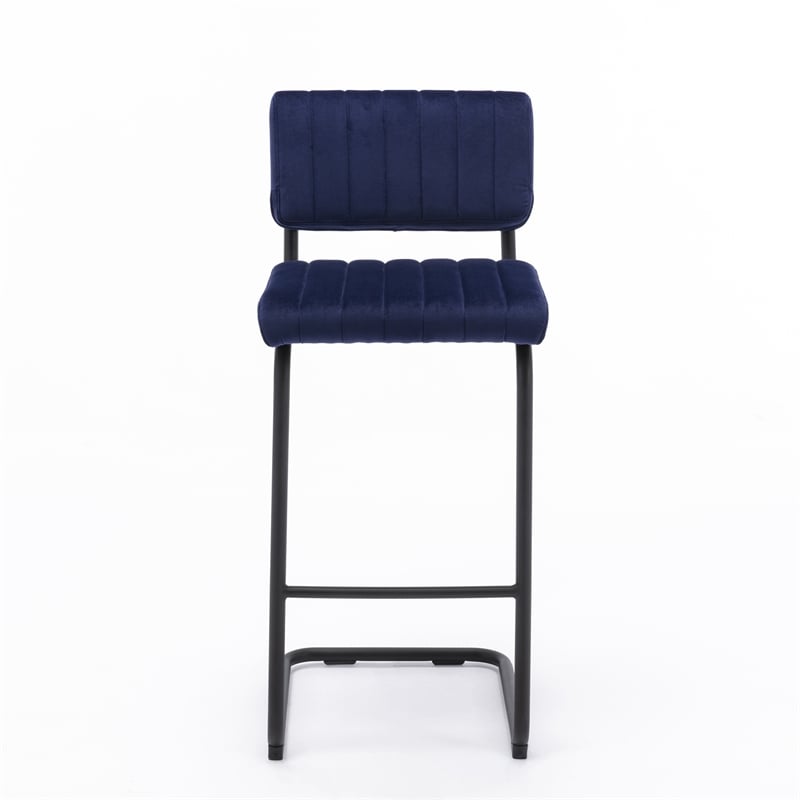 Pemberly Row Contemporary Bar Height Stool (Set of 2) in Sapphire