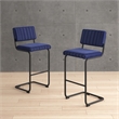 Pemberly Row Contemporary Bar Height Stool (Set of 2) in Sapphire