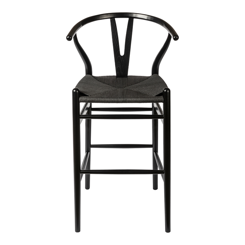 Pemberly Row Contemporary Danish Design Bar Height Stool in Black