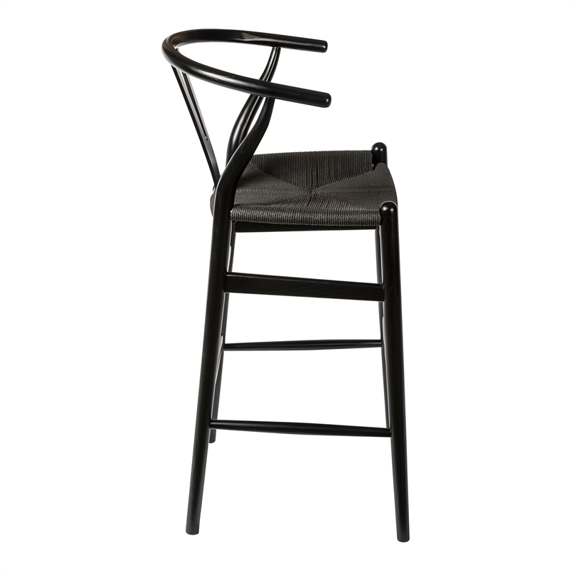 Pemberly Row Contemporary Danish Design Bar Height Stool in Black