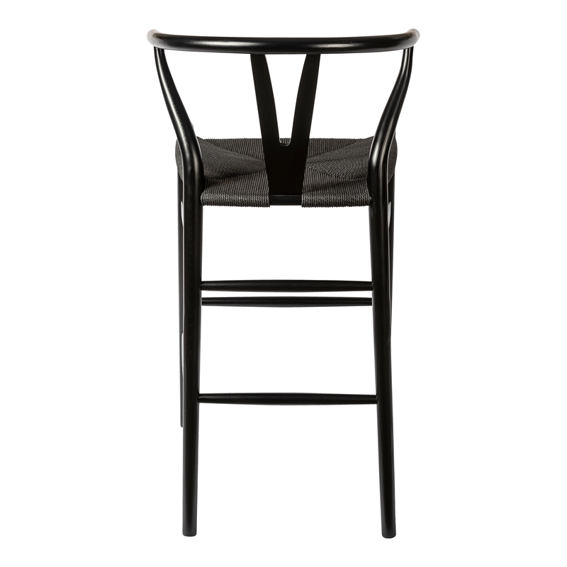 Pemberly Row Contemporary Danish Design Bar Height Stool in Black