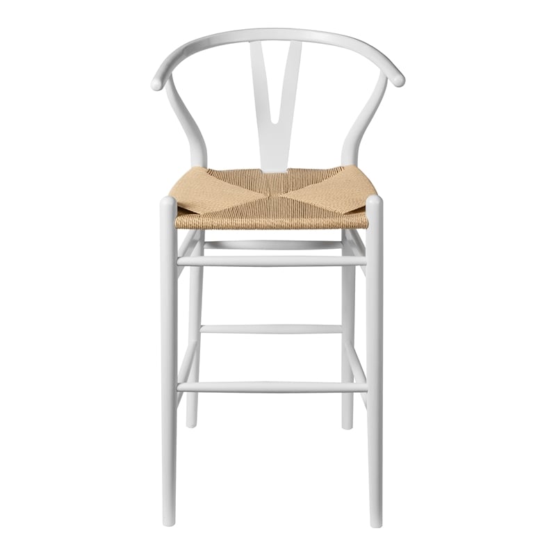 Pemberly Row Contemporary Danish Design Bar Height Stool in White