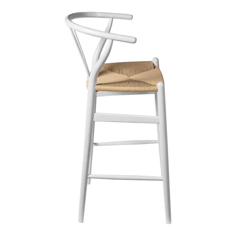 Pemberly Row Contemporary Danish Design Bar Height Stool in White