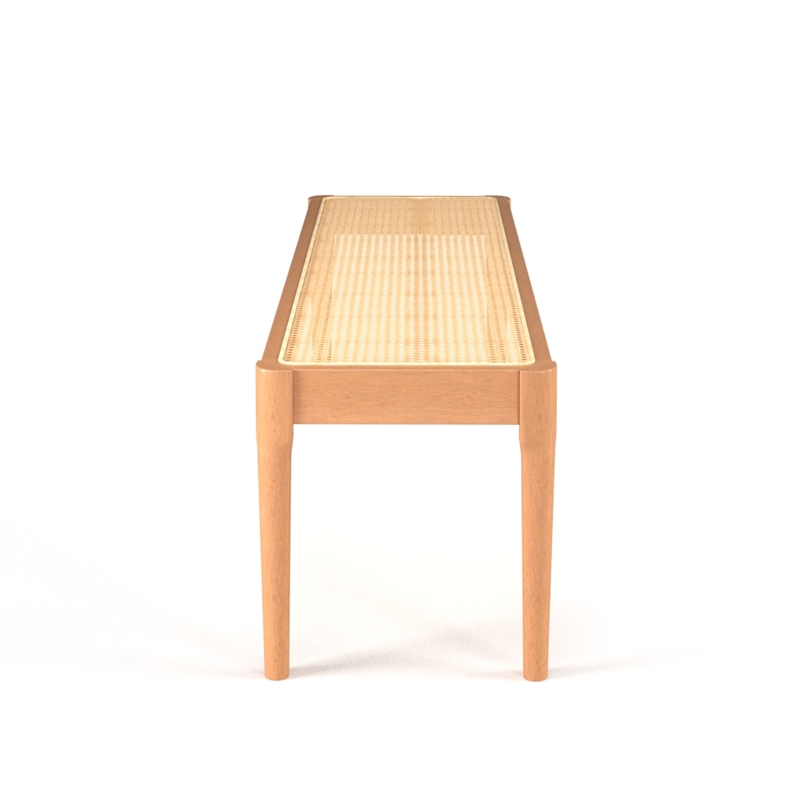 Pemberly Row Modern Solid Wood with Natural Cane Bench in Natural