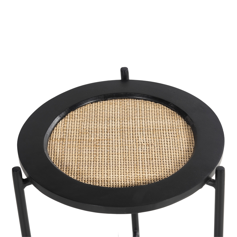 Pemberly Row Modern Circle Mid-Century Modern Side Table in Black