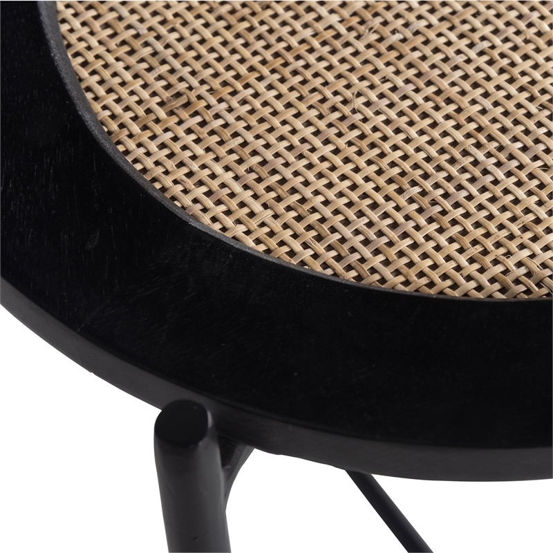 Pemberly Row Modern Circle Mid-Century Modern Side Table in Black