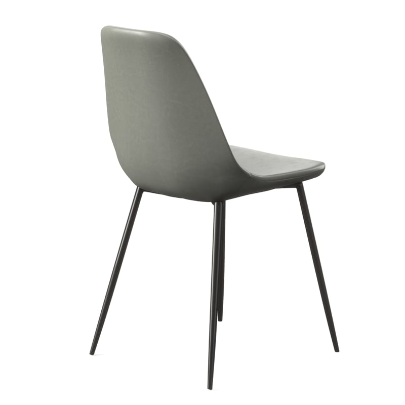 Pemberly Row Modern Vegan Leather Side Chairs (Set of 2) in Slate