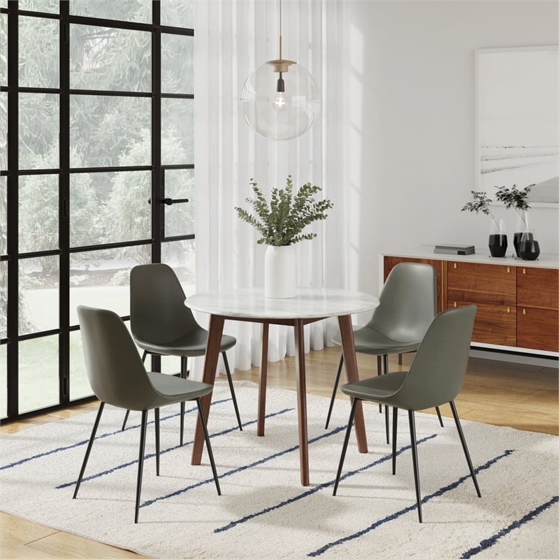 Pemberly Row Modern Vegan Leather Side Chairs (Set of 2) in Slate