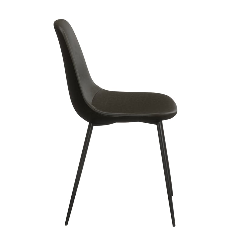 Pemberly Row Modern Vegan Leather Side Chairs (Set of 2) in Black