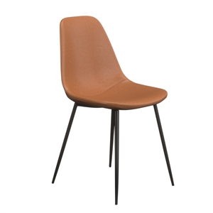 Pemberly Row Modern Vegan Leather Side Chairs (Set of 2) in Brown