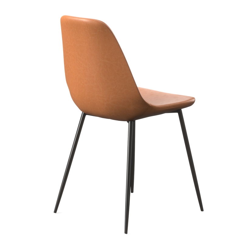 Pemberly Row Modern Vegan Leather Side Chairs (Set of 2) in Brown