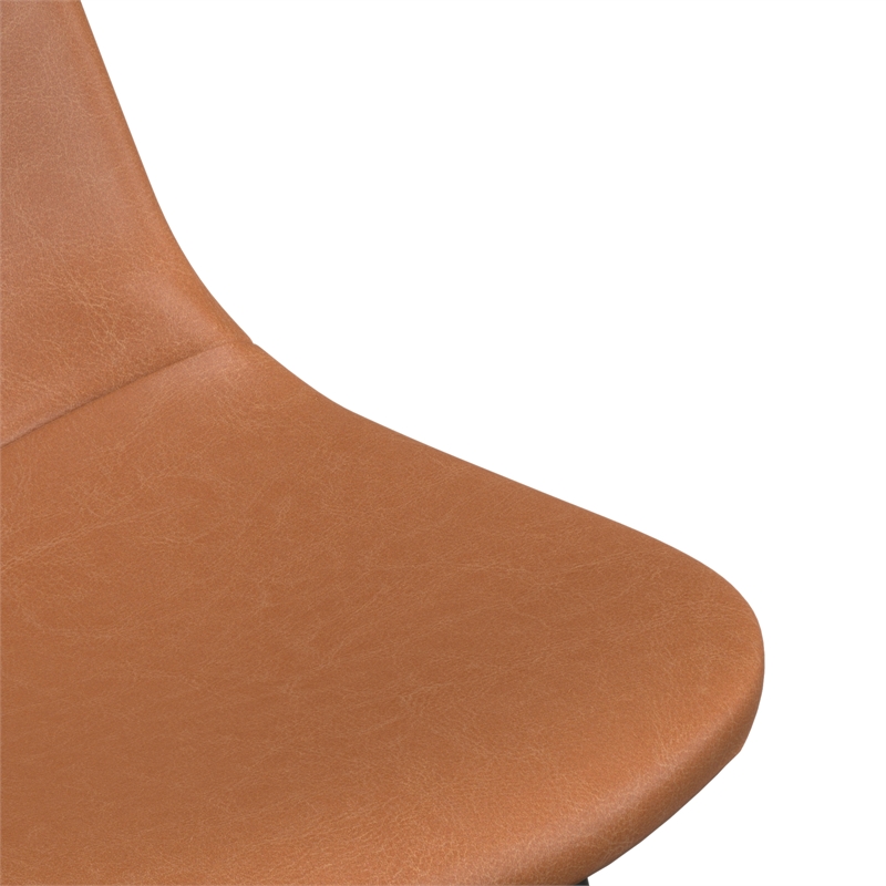 Pemberly Row Modern Vegan Leather Side Chairs (Set of 2) in Brown