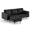 Pemberly Row Modern Genuine Leather Reversible Sectional in Black