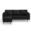 Pemberly Row Modern Genuine Leather Reversible Sectional in Black