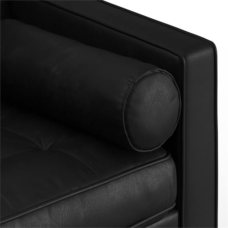 Pemberly Row Modern Genuine Leather Reversible Sectional in Black