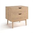 Pemberly Row Contemporary Wood 2-Drawer Nightstand in Light Oak