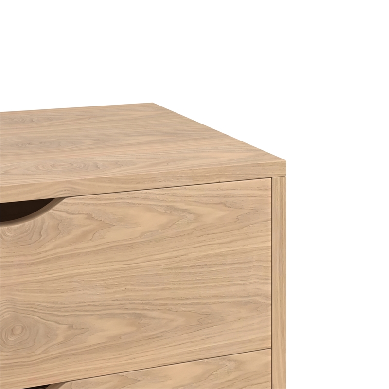 Pemberly Row Contemporary Wood 2-Drawer Nightstand in Light Oak