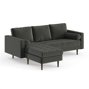 Pemberly Row Modern Fabric Reversible Sectional in Charcoal Finish