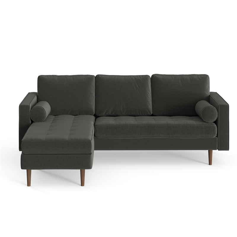 Pemberly Row Modern Fabric Reversible Sectional in Charcoal Finish