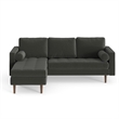 Pemberly Row Modern Fabric Reversible Sectional in Charcoal Finish