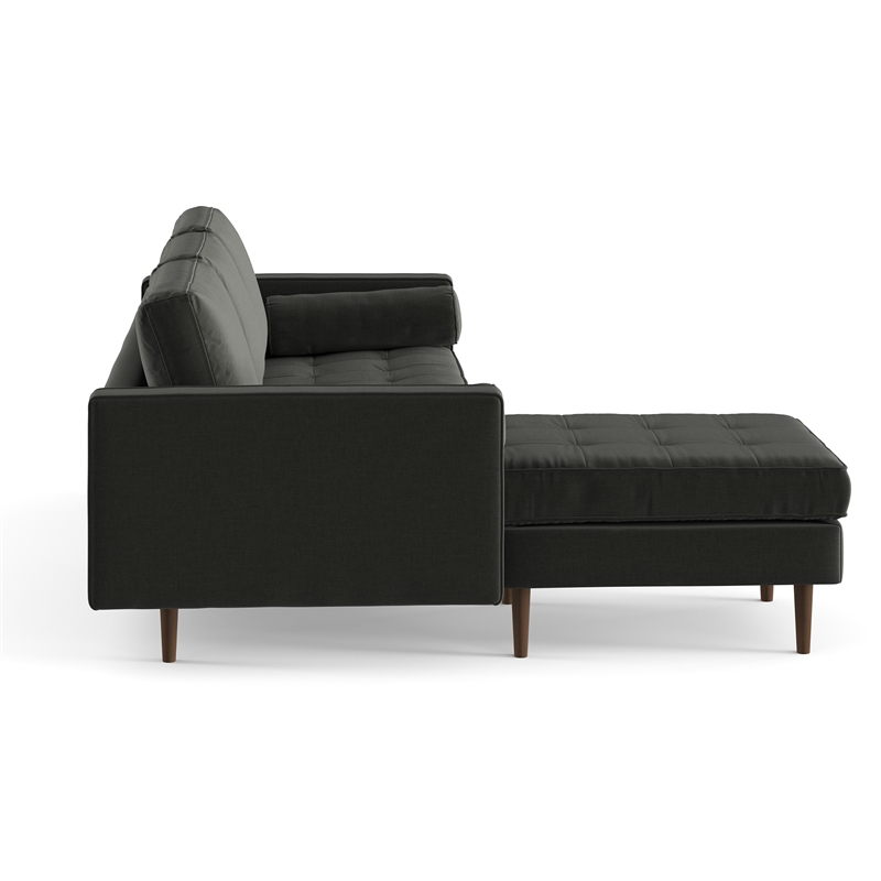 Pemberly Row Modern Fabric Reversible Sectional in Charcoal Finish